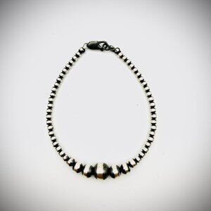 STERLING SILVER PEARL BEAD BRACELET 6.75"